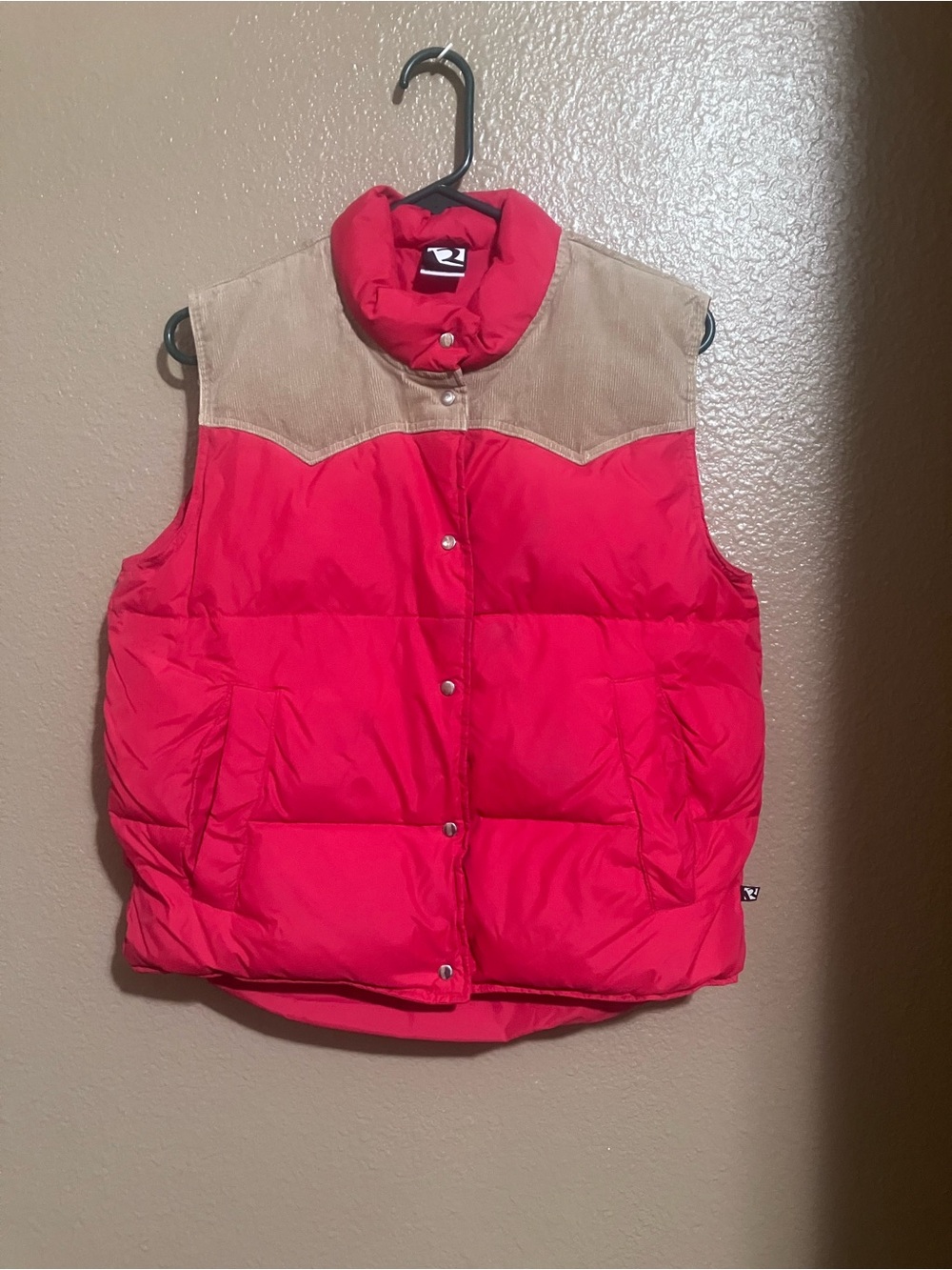 Rockies Red Puffer Vest with Tan Yoke